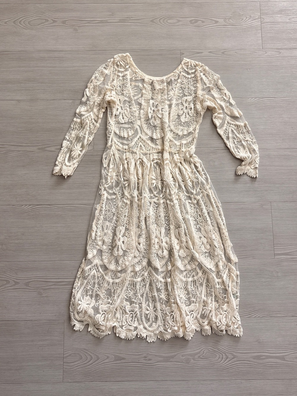Jen’s Pirate Booty for Free People Cream Ivory Lace Long-Sleeve Midi Dress
